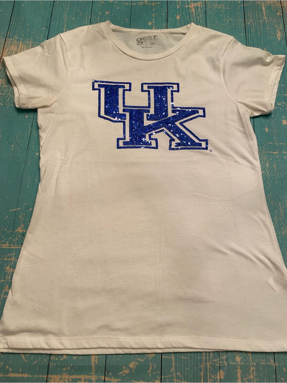 University of Kentucky Glitter Logo White Tee